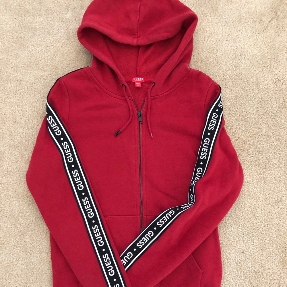 Red Guess zip up hoodie